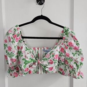 Hill House Pink and Green Floral Blouse